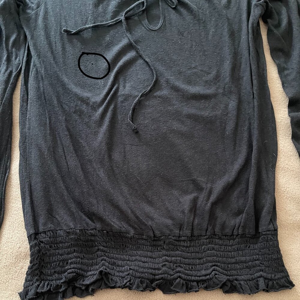 Y2K SUPER CUTE Vintage Lucky Brand BOHO Blouse Black 100% Cotton XS - Picture 3 of 5